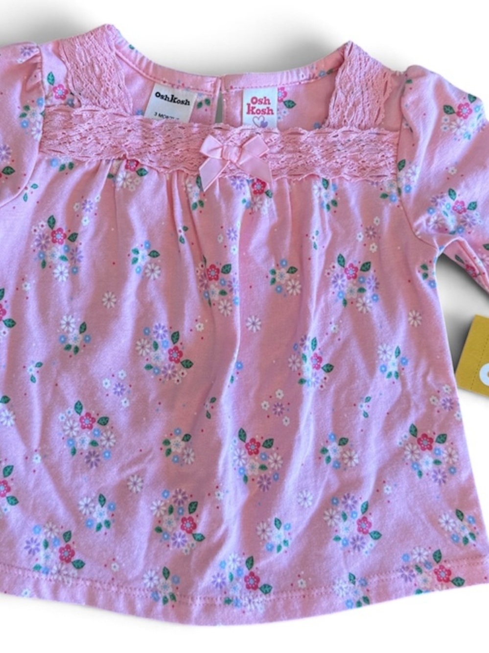 OshKosh 3 Months Pink Floral Long Sleeve Knit Top